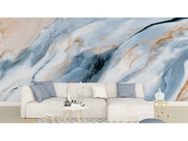 N95 Papier peint Marbre BleuGris