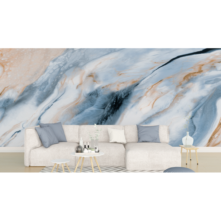 N95 Papier peint Marbre BleuGris
