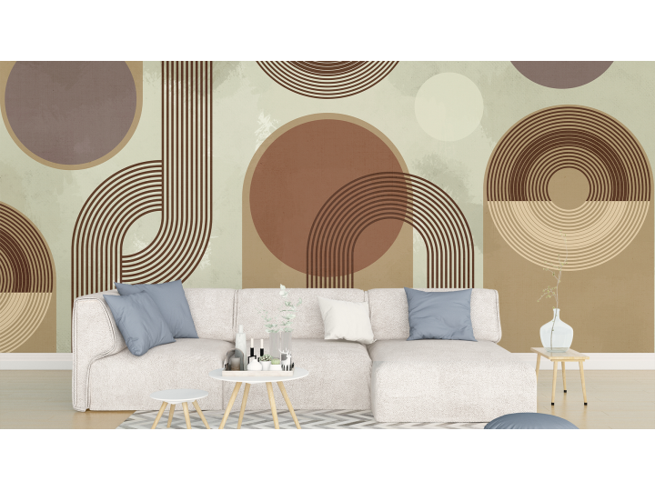 N96 Papier peint Formes Géométriques Beige  Marron