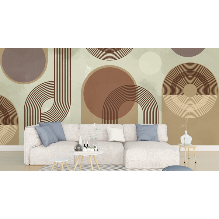N96 Papier peint Formes Géométriques Beige  Marron