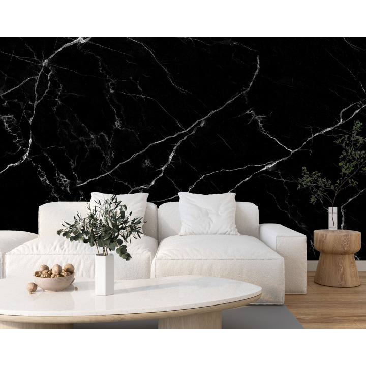Papier peint marbre noir et blanc N68