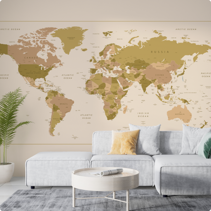 Papier peint panoramique N259  Continents Dorés