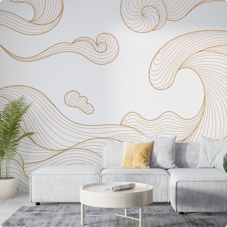 Papier peint panoramique N&deg;261 - Vagues Dor&eacute;es