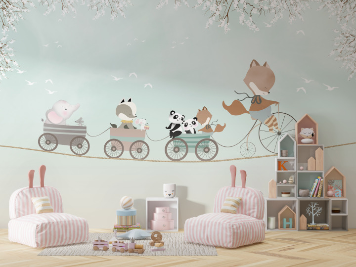 Papier peint parade enchantée des animaux n37