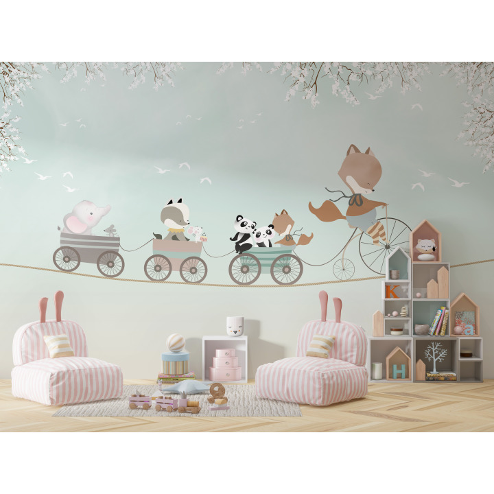 Papier peint parade enchantée des animaux n37