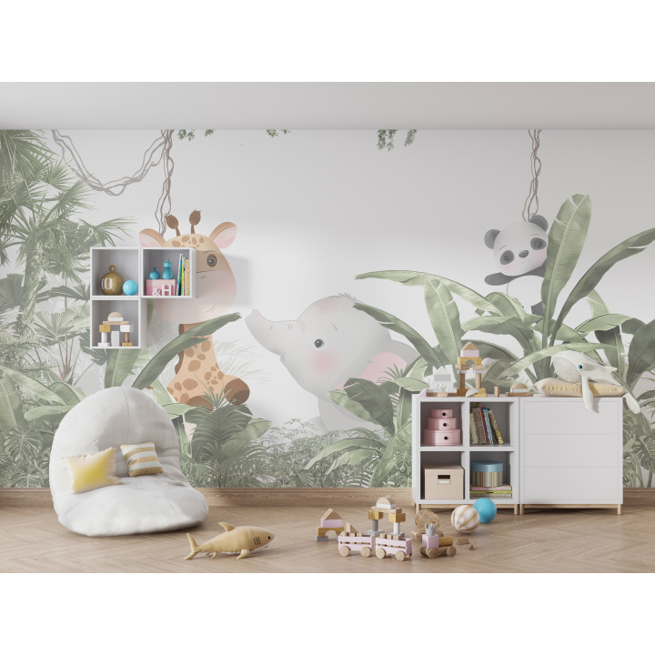 Papier peint safari doux en aquarelle n41